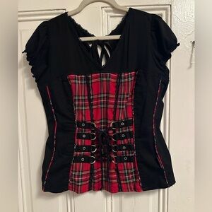 Tripp vintage y2k Plaid Corset-Style Women Top size XXL